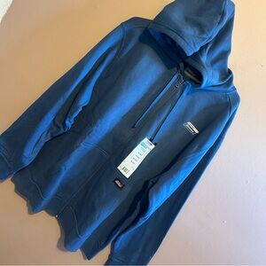 NWOT Dickies Full Zip Hoodie XL Blue Waffle Knit Hood Fleece Workwear Jacket